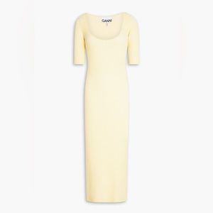 EUC -GANNI Ribbed-knit midi dress